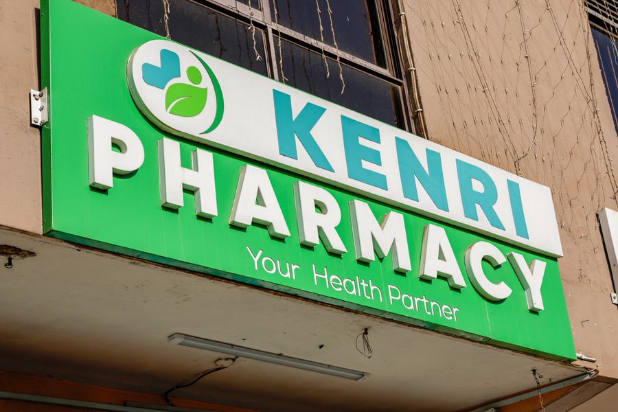 Kenri Pharmacy shopfront signage, Ngong